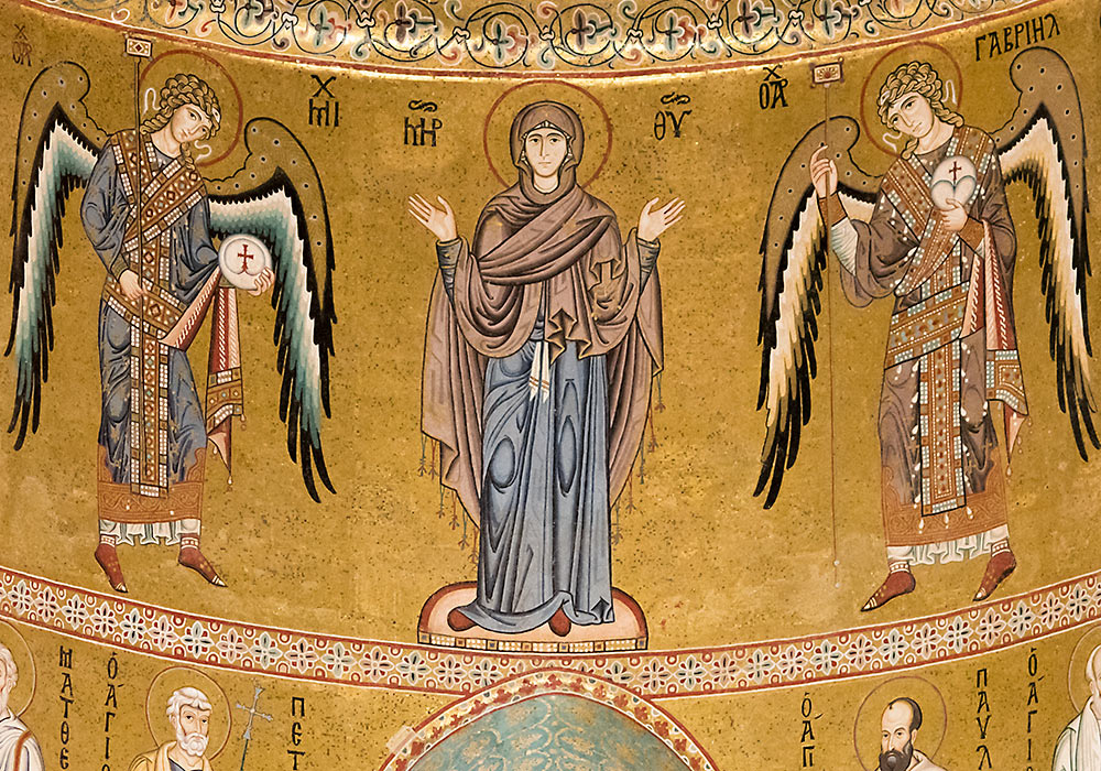 The Madonna flanked by archangels in the Cefalù Cathedral