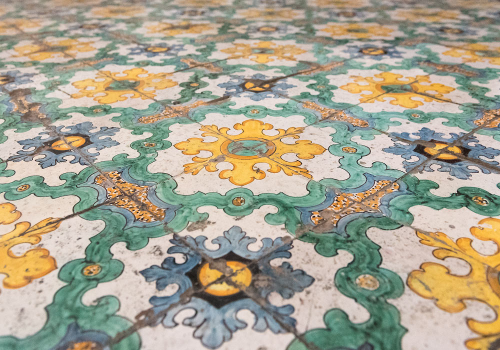 majolica tiles (from Caltagirone) in the deconsecrated church of Montevergine, Noto