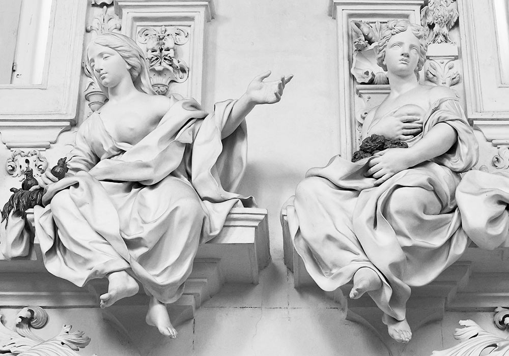 Giacomo Serpotta stucco statues in Oratorio di Santa Cita, Palermo