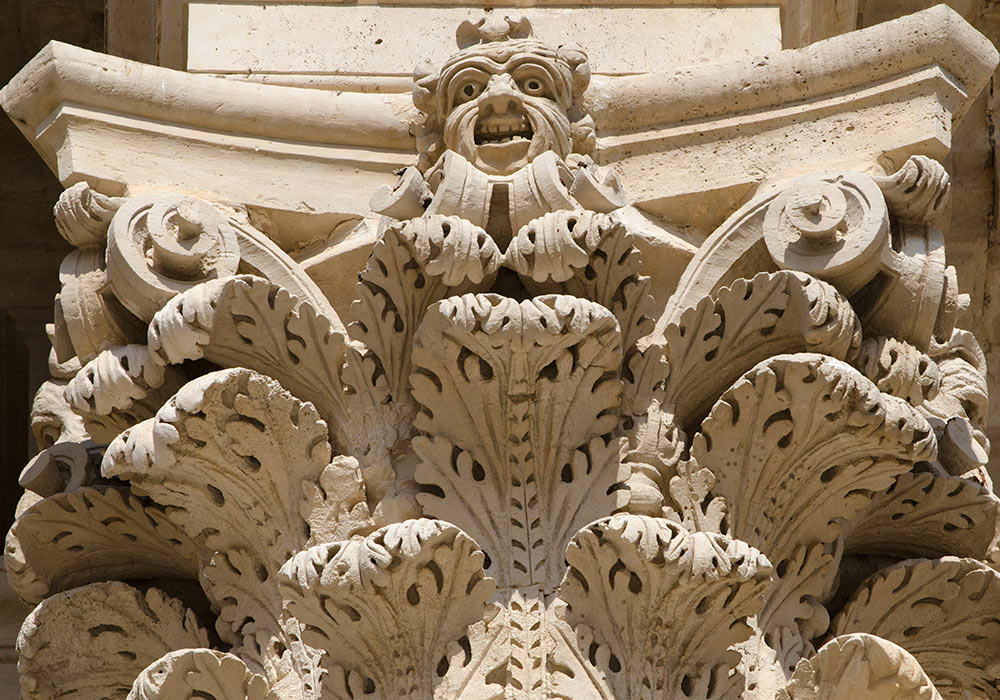 ornaments of the baroque cathedral in Syracuse
