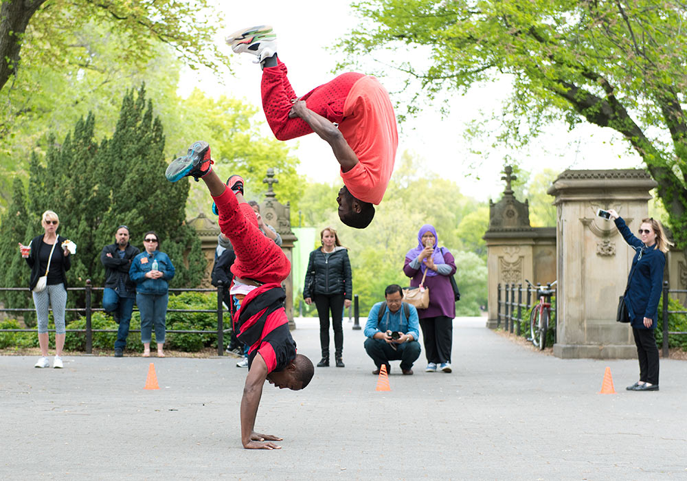 Acrobats in Central Park, New York