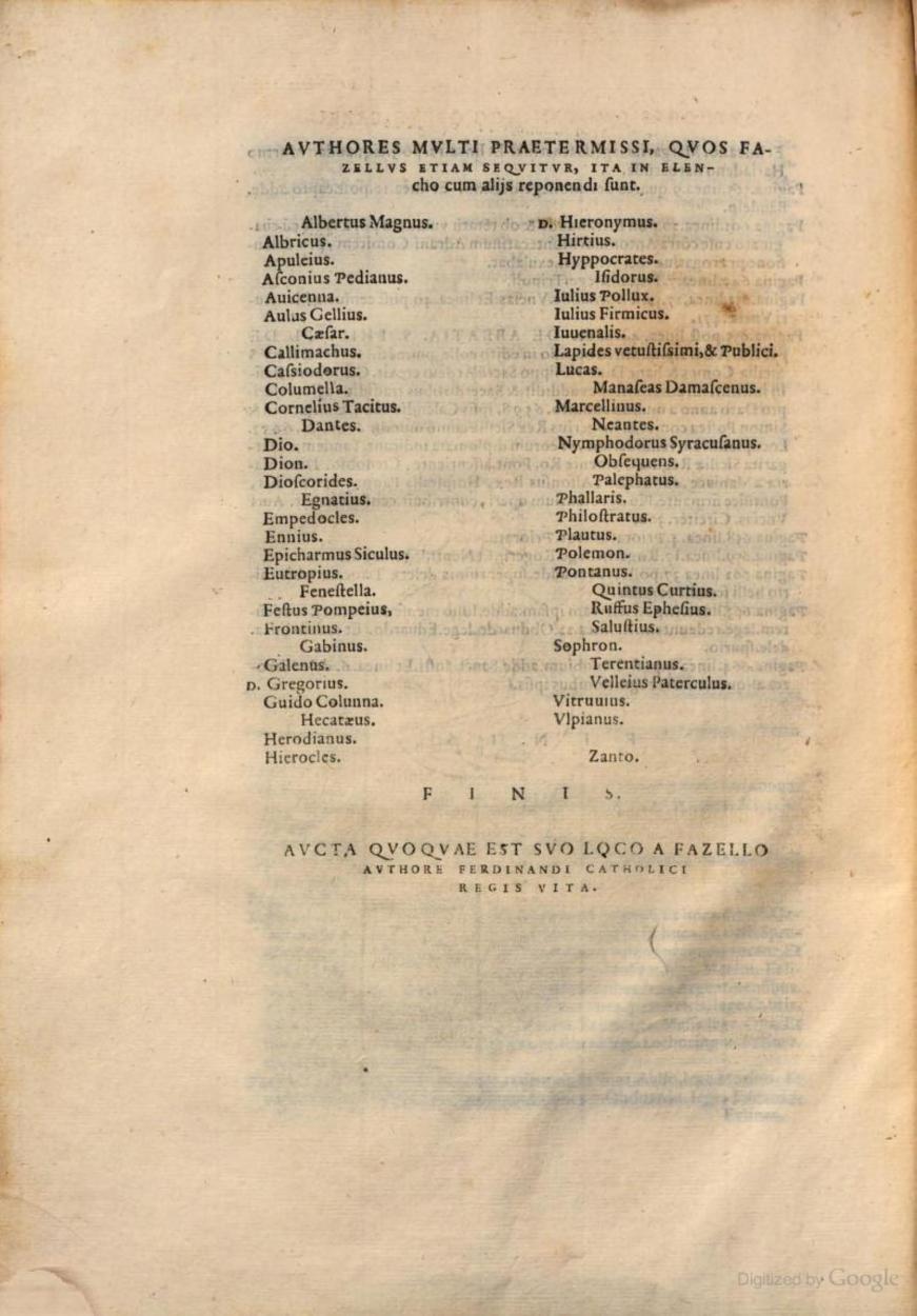 Tommaso Fazello (1498–1570) – De Rebus Siculis Decades Duae (1558)