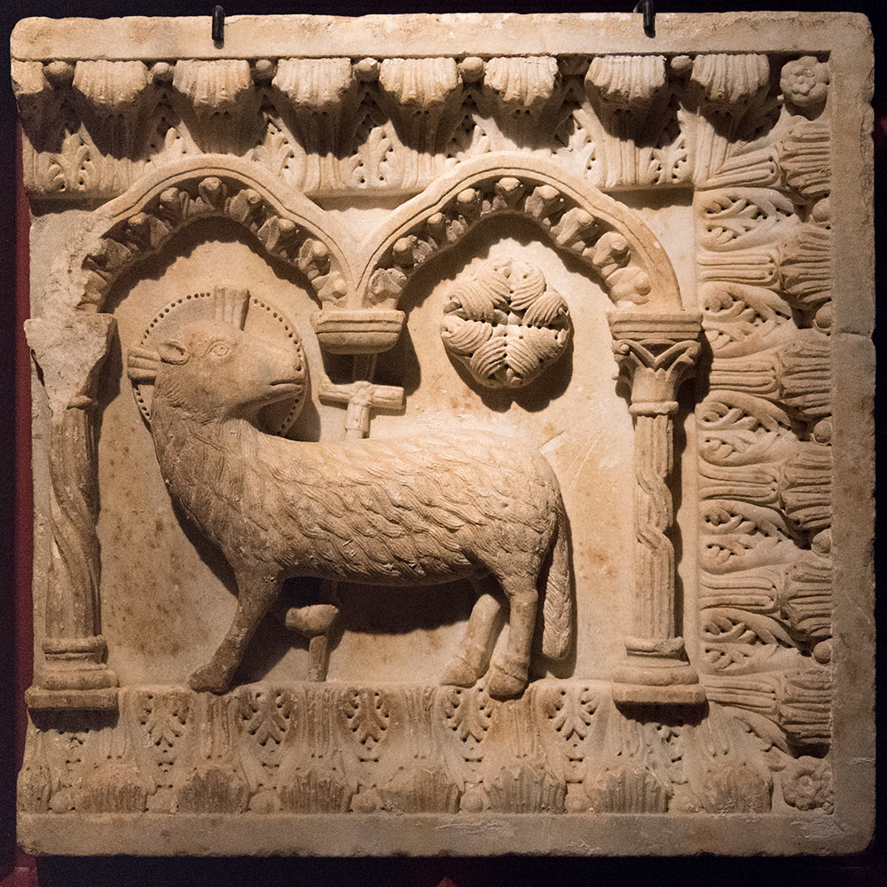 The Mystic Lamb (agnello mistico), Marble, 12th century. MUseo DIocesano Agrigento 