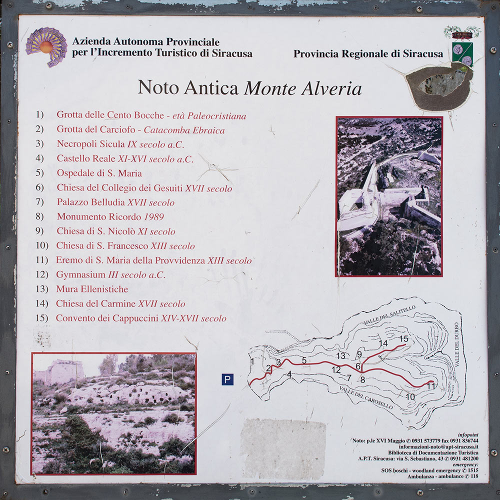 Tourist information at Noto Antica