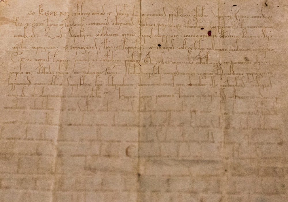 Diploma (c. 1093) by Roger I dedicating the cathedral in Agrigento to the Norman Saint Gerland
