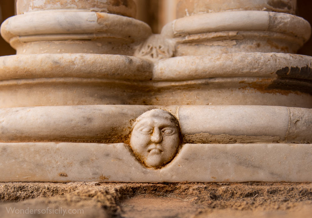 face on column, Monreale cloister