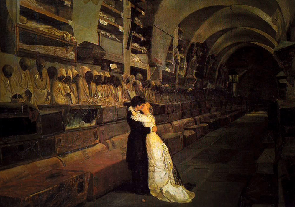 Sicilian painter Calcedonio Reina: "Amore e Morte" in Museo del Castello Ursino, Palermo