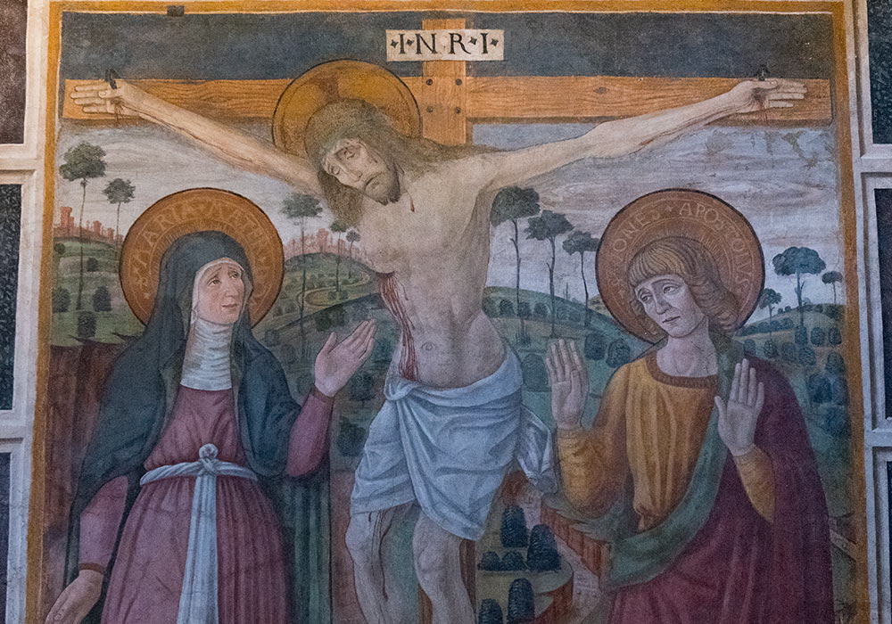 15th-century fresco of the Crucifixion. La Magione, Palermo.