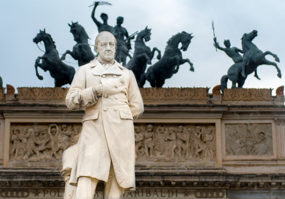 Ruggiero Settimo (1778-1863) in front of Teatro Politeama Garibaldi, Palermo