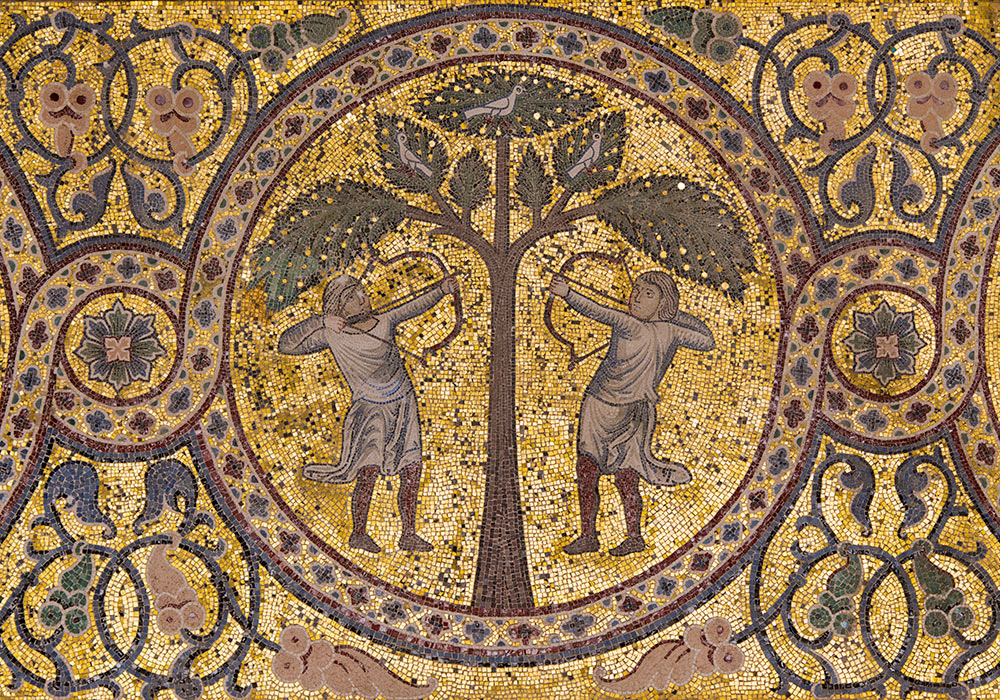 Mosaic decoration in  La Zisa in Palermo