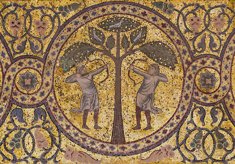 Mosaic decoration in  La Zisa in Palermo