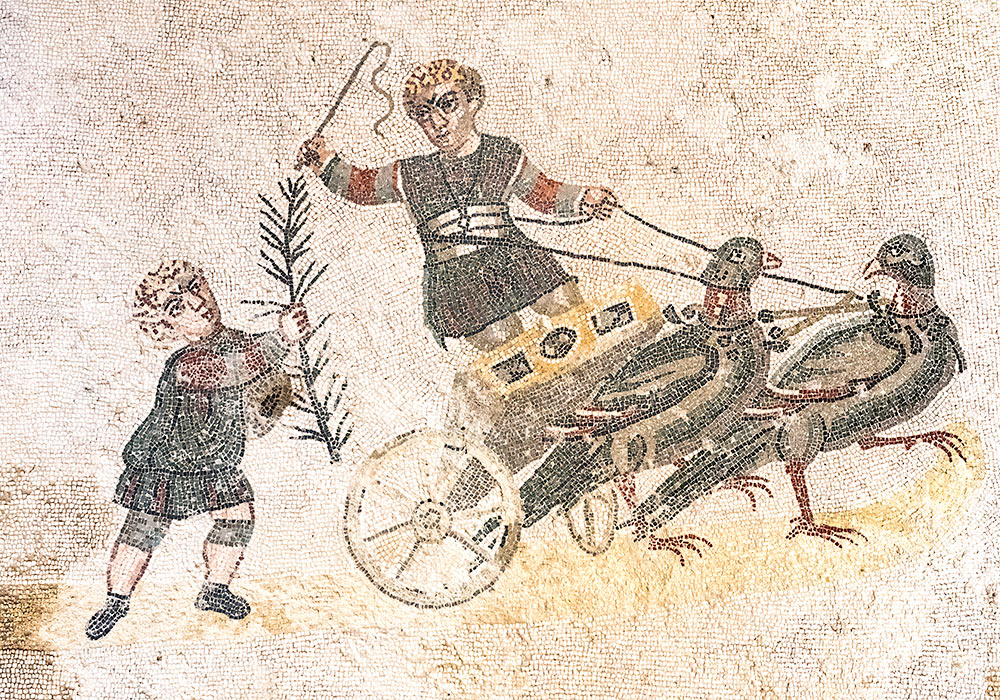 chariot with birds, Villa romana del Casale