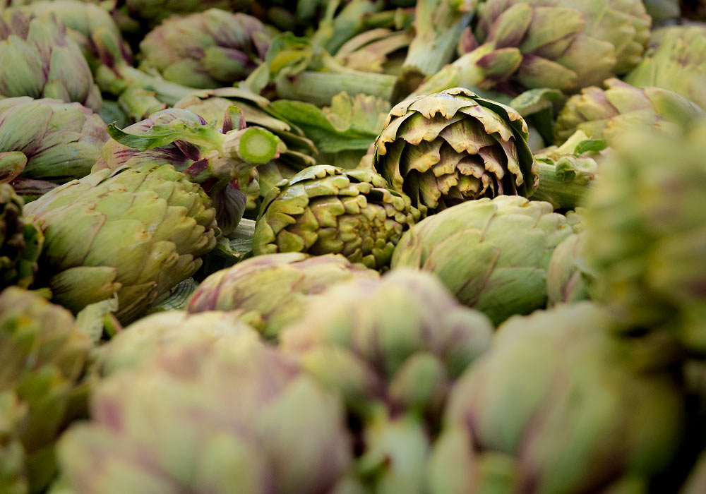 Artichokes. Food market in Catania