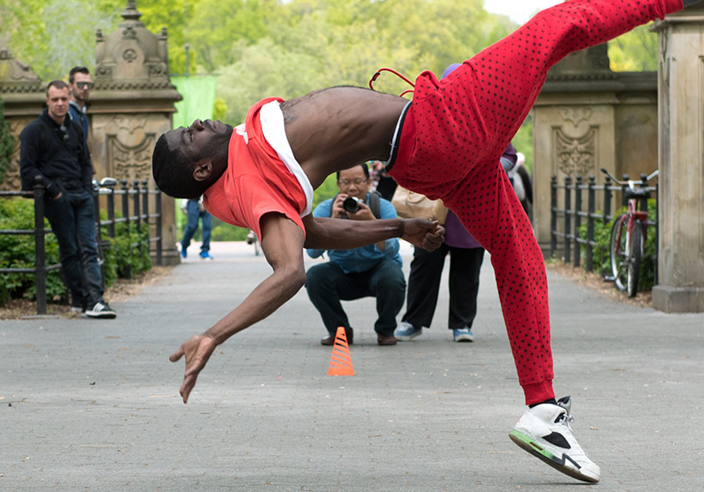 Acrobat in Central Park, New York