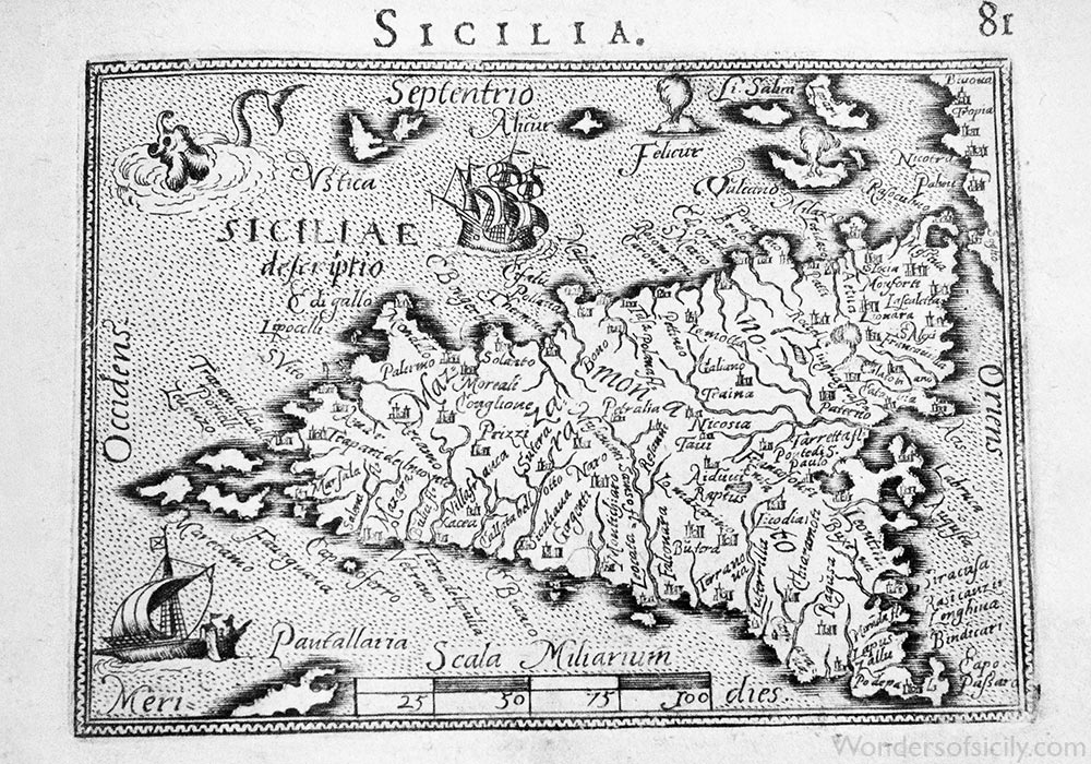 Map of Sicily from 1589