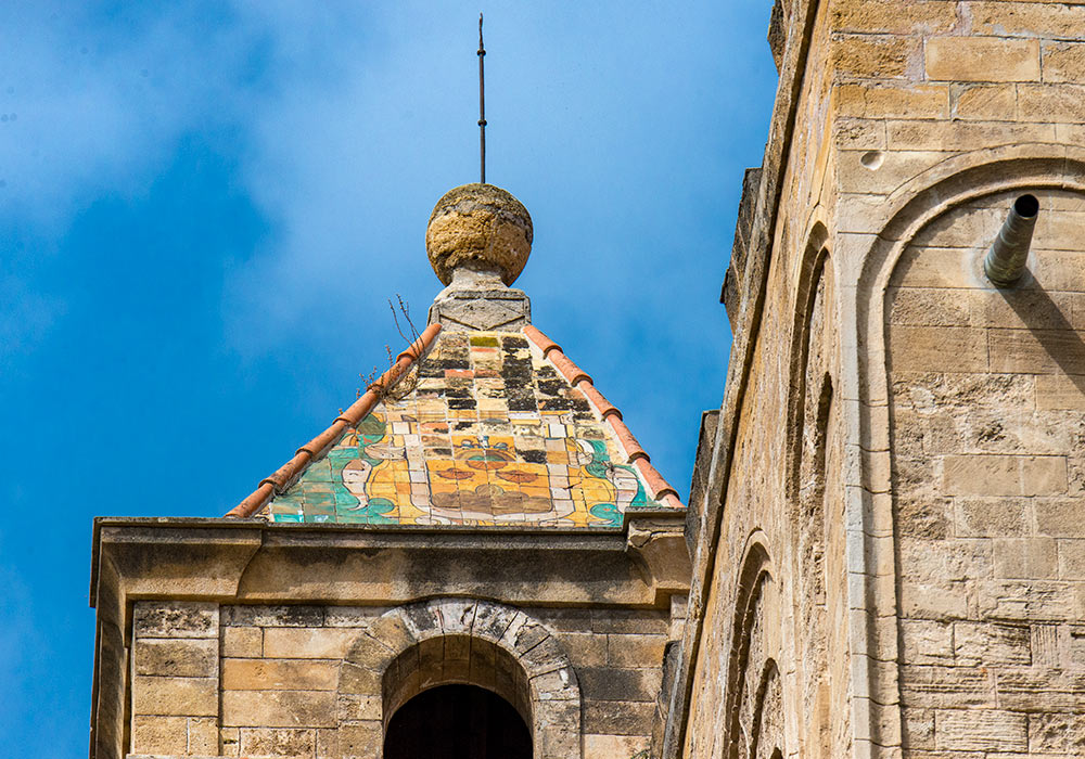 Majolica on roof of tower at the Norman castle La Zisa