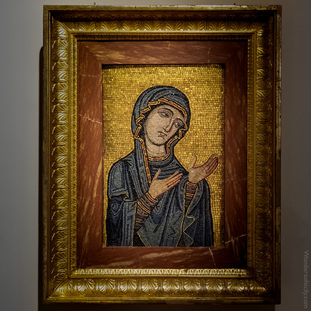 “Madonna in Prayer.” Mosaic, 12th century. Originally from Palermo Cathedral