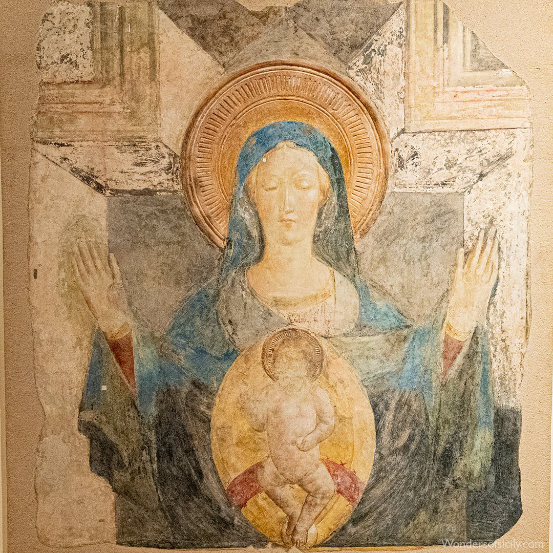 Madonna dell'Itria, 15th century fresco now in the Diocesan Museum in Palermo