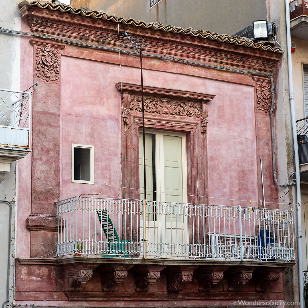 A pink building