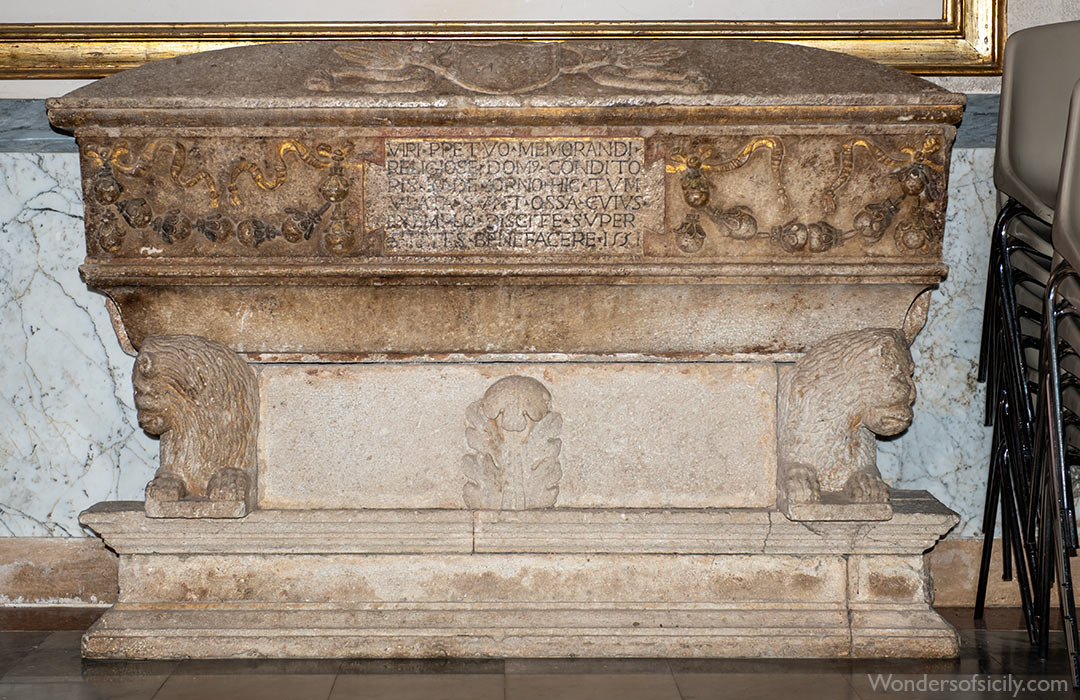 Sarcophagus (1551) in the church Chiesa Madre (Basilica San Pietro), Collesano