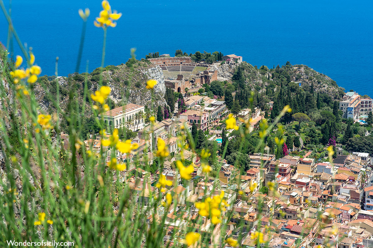 Taormina, Sicily, as seen from Castelmola