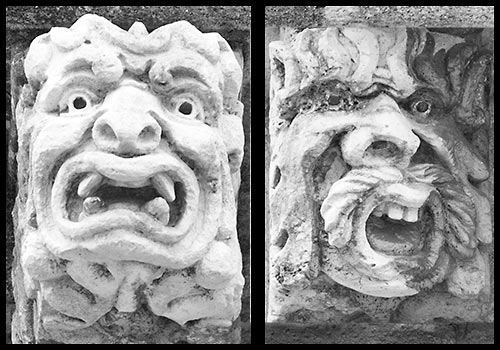 Acireale - grotesque head under balcony