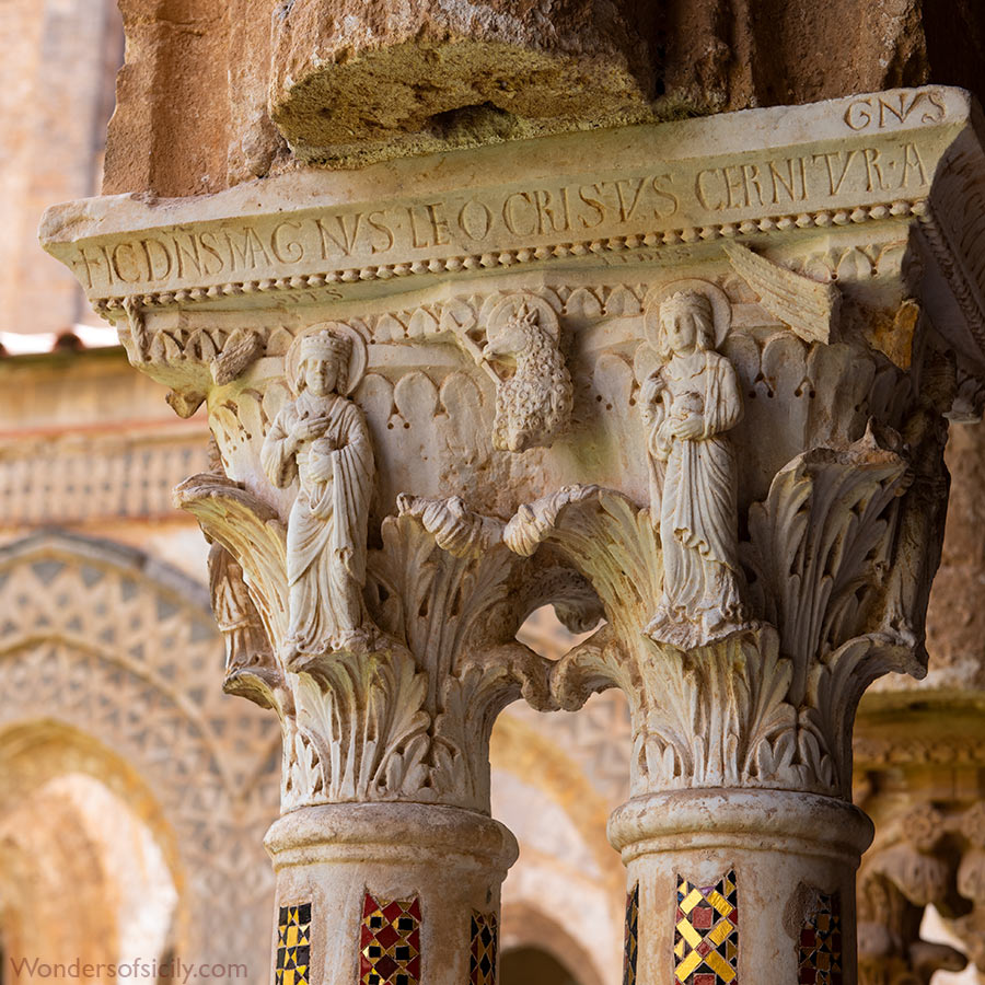 capital, Monreale cloister garden