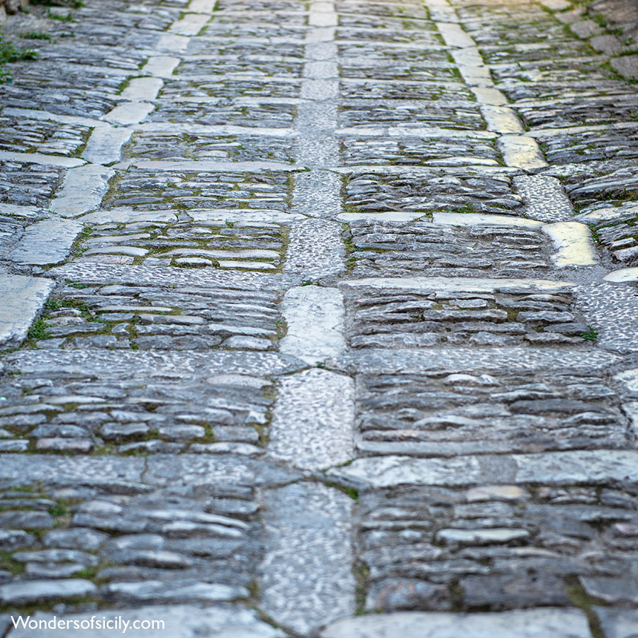 cobbled street in Erice