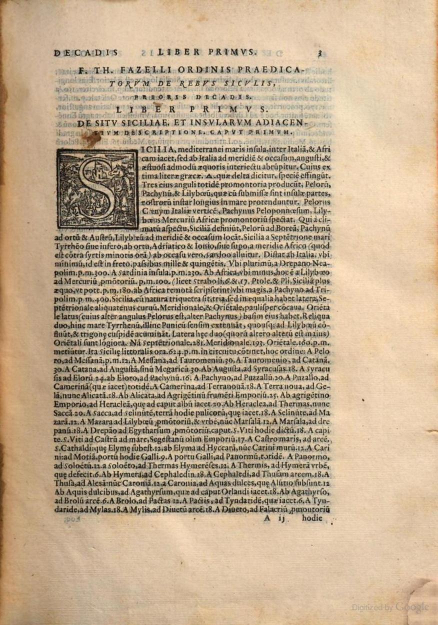 Tommaso Fazello (1498–1570) – De Rebus Siculis Decades Duae (1558)